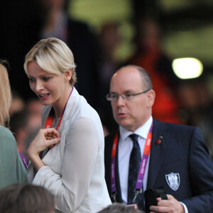 Le Prince Albert II de Monaco et la Princesse Charlène de Monaco lors de la cérémonie d'ouverture des Jeux Olympiques de Londres 2012 au Stade Olympique, Jeux Olympiques de Londres à Londres, Royaume-Uni, le 27 juillet 2012. Photo par ABACAPRESS.COM