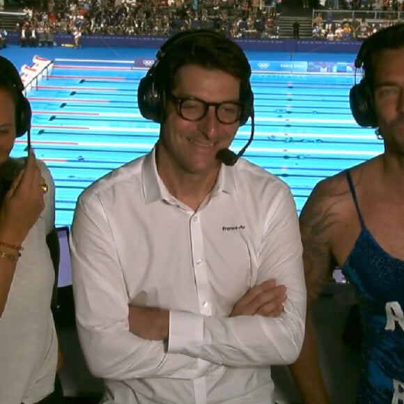 Le groupe audiovisuel public a choisi d'associer Alexandre Boyon à Laure Manaudou et Camille Lacourt
Alexandre Boyon, Laure Manaudou et Camille Lacourt aux JO de Paris