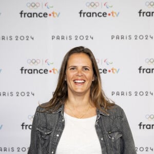 Laure Manaudou lors de la présentation des journalistes et chroniqueurs de France Télévisions pour les Jeux Olympiques 2024 au musée de l'Homme à Paris, le 11 juin 2024. © Pierre Perusseau / Bestimage 