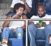 Pour malheureusement assister à la défaite des Bleus en finale de l'épreuve de football
Teddy Riner et sa femme Luthna Plocus en tribunes pendant l'épreuve finale de football opposant la France à l'Espagne lors des Jeux Olympiques de Paris 2024 (JO) au Parc des Princes, à Paris, France, le 9 août 2024. © Jacovides-Perusseau/Bestimage 