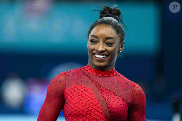 Simone Biles lors de l'épreuve de gymnastique artistique aux jeux olympiques Paris 2024 (JO 2024) © Oscar J. Barroso/AFP7 via ZUMA Press Wire / Bestimage 