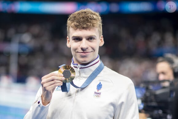 Léon Marchand a remporté la médaille d'or sur le 200 m 4 nages, son quatrième titre olympique lors des Jeux Olympiques de Paris2024 (JO) le 2 aout 2024. © Perusseau-Jacovides/Bestimage 