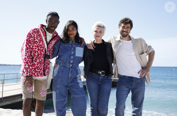 Dembo Camilo, Virginie Caliari, Agustin Galiana, Kathy Packianathan (Ici Tout commence) lors du photocall de 'CanneSeries ' Saison 6 au Palais des Festivals de Cannes le 15 Avril 2023. © Denis Guignebourg/Bestimage