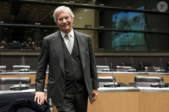 Vincent Bolloré, Président du conseil de surveillance de Vivendi, lors d'une audition devant la commission d'enquête parlementaire sur les procédures d'autorisation des services nationaux de télévision à l'Assemblée nationale, à Paris, le 13 mars 2024. © Stéphane Lemouton / Bestimage