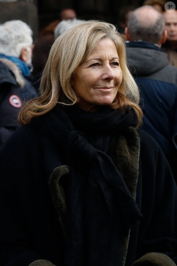 Claire Chazal - Sorties des obsèques de Philippe Tesson en l'église Saint-Germain des-Prés à Paris le 10 février 2023. © Christophe Clovis / Bestimage 