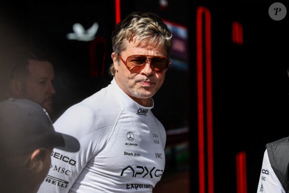 Brad Pitt (USA), pilote de l'équipe fictive Apex APXGP, pour le prochain film basé sur la Formule 1 "Apex" par Apple Studios et Bruckheimer Films, Grand Prix F1 de Grande-Bretagne sur le circuit de Silverstone à Silverstone, Royaume-Uni. Photo par Hoch Zwei via Zuma Press Wire/ABACAPRESS.COM