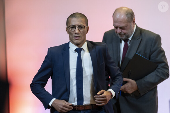 Le Première ministre a pris des mesures en réponse aux émeutes urbaines de juin, en présence de nombreux ministres et maires, dans un amphithéâtre de l'Université de la Sorbonne à Paris le 26 octobre 2023. © Eliot Blondet/Pool/Bestimage