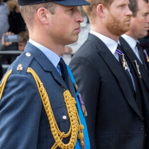 Les funérailles de Lord Robert Fellowes, qui était le beau-frère de leur mère Diana.
Le prince William, prince de Galles, Le prince Harry, duc de Sussex au service funéraire à l'Abbaye de Westminster pour les funérailles d'État de la reine Elizabeth II d'Angleterre, le 19 septembre 2022