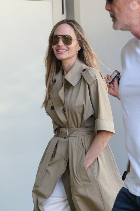 Angelina Jolie arrive en bateau à l'aéroport de Venise après son tapis rouge pour le film Maria dans le cadre de la 81e Mostra de Venise. Venise, Italie, 30 août 2024. Photo par Splash News/ABACAPRESS.COM