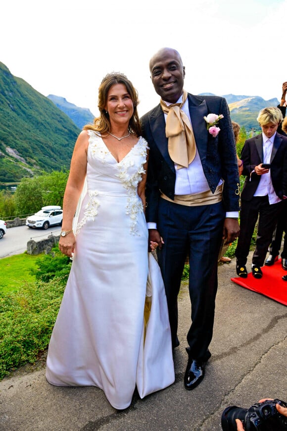 La princesse Martha Louise, Durek Verrett sur le tapis rouge du mariage de la princesse norvégienne et du chaman américain autoproclamé à l'hôtel Union à Geiranger, Norvège. 31 août 2024. Photo par Mischa Schoemaker/ABACAPRESS.COM