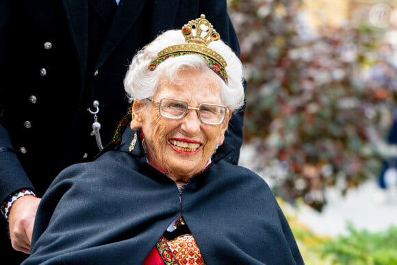 La princesse Astrid sur le tapis rouge du mariage de la princesse norvégienne Martha Louise et du chaman américain autoproclamé Derek Verrett à l'hôtel Union à Geiranger, Norvège, le 31 août 2024. Photo par Mischa Schoemaker/ABACAPRESS.COM