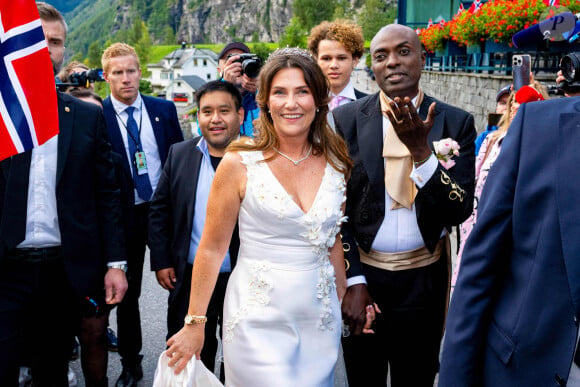 La princesse Martha Louise de Norvège et le chaman américain autoproclamé Durek Verrett sont vus lors de leur mariage à l'hôtel Union à Geiranger, en Norvège, le 31 août 2024. Photo par Mischa Schoemaker/ABACAPRESS.COM