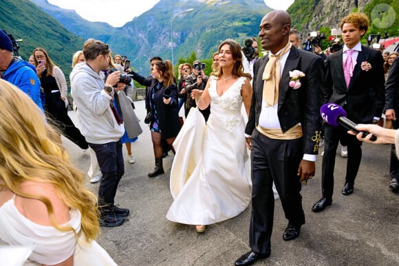 La princesse Martha Louise, Durek Verrett sur le tapis rouge du mariage de la princesse norvégienne et du chaman américain autoproclamé à l'hôtel Union à Geiranger, Norvège. 31 août 2024. Photo par Mischa Schoemaker/ABACAPRESS.COM