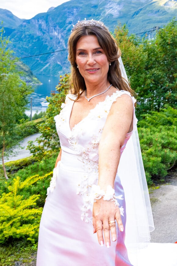 La princesse Martha Louise de Norvège et le chaman américain autoproclamé Durek Verrett sont vus lors de leur mariage à l'hôtel Union à Geiranger, en Norvège, le 31 août 2024. Photo par Mischa Schoemaker/ABACAPRESS.COM