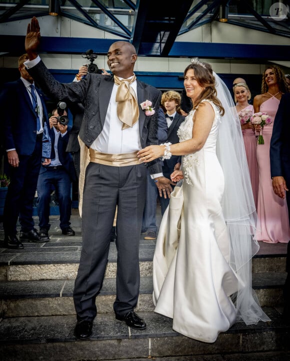 La princesse Martha Louise de Norvège et Durek Verrett à leur arrivée à la célébration de leur mariage à l'hôtel Union à Geiranger. Le 31 août 2024 