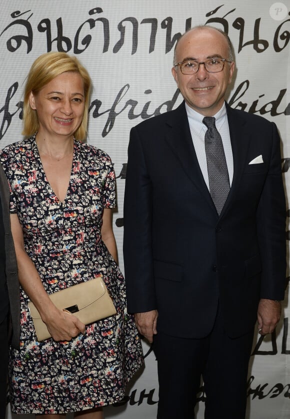 Bernard Cazeneuve et sa femme Véronique - Soirée du nouvel an juif chez Marek Halter à Paris le 28 septembre 2014.