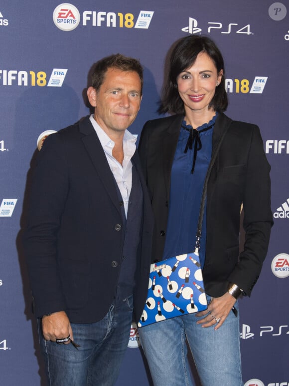 Géraldine Maillet et son compagnon Daniel Riolo - Lancement du jeu vidéo de football FIFA 18 (FIFA 2018) à l'établissement public de coopération culturelle parisien "CentQuatre" à Paris, France, le 25 septembre 2017. © Pierre Perusseau/Bestimage