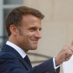 Brigitte Macron, Emmanuel Macron - Réception des chefs d'état, de gouvernement et d'organisation internationale en amont de la cérémonie d'ouverture des jeux paralympiques de Paris 2024 au palais de l'Elysée à Paris, France, le 28 août 2024. © Christophe Clovis / Bestimage 