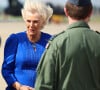 Le vent était également au rendez-vous et a littéralement mis à mal son impeccable brushing...
La Reine Camilla, Commodore honoraire de l'air, lors de sa visite à RAF Leeming, Northallerton, pour rencontrer le personnel militaire et leurs familles et s'informer sur l'aide sociale qui leur est offerte, vendredi 6 septembre 2024.
Photo par Phil Noble/PA Wire/ABACAPRESS.COM