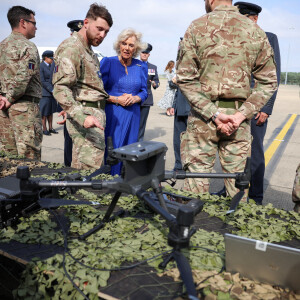 La Reine Camilla, Commodore honoraire de l'air, regarde un équipement de surveillance par drone, lors de sa visite à RAF Leeming, Northallerton, pour rencontrer le personnel militaire et leurs familles et s'informer sur le soutien social qui leur est offert, le vendredi 6 septembre 2024.
Photo par Phil Noble/PA Wire/ABACAPRESS.COM