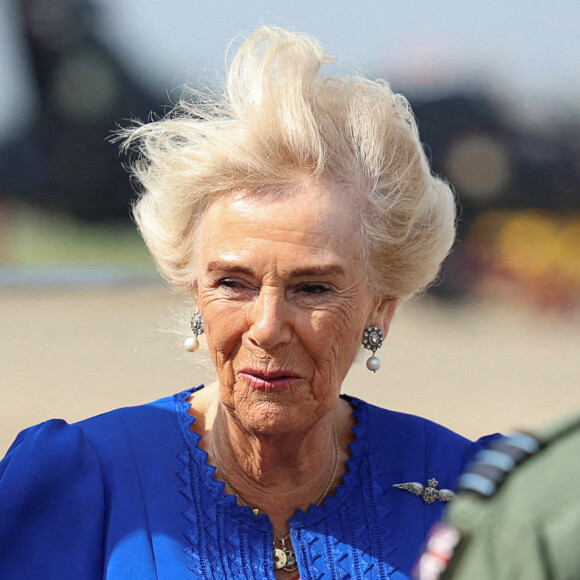 D'hilarantes images qui ont fait le tour du monde.
La Reine Camilla, Commodore honoraire de l'air, lors de sa visite à RAF Leeming, Northallerton, pour rencontrer le personnel militaire et leurs familles et s'informer sur l'aide sociale qui leur est offerte.
Photo par Phil Noble/PA Wire/ABACAPRESS.COM