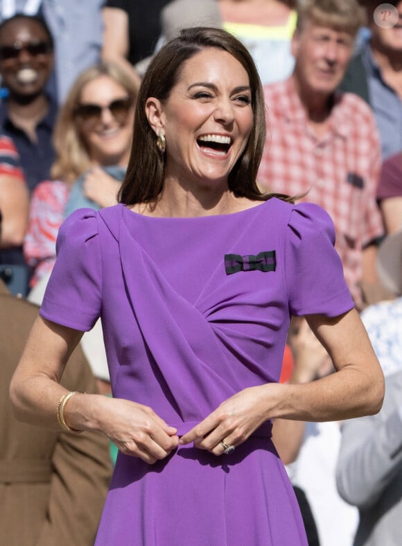 La princesse Catherine de Galles lors de la finale Hommes du tournoi de tennis de Wimbledon. Le 14 juillet 2024  