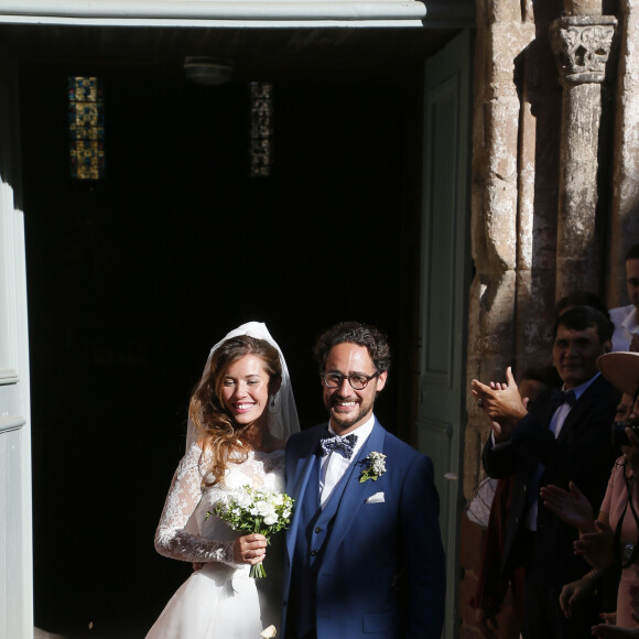 Mariage de Thomas Hollande et de la journaliste Emilie Broussouloux à la mairie à Meyssac en Corrèze près de Brive, ville d'Emiie. Le 8 Septembre. © Patrick Bernard-Guillaume Collet / Bestimage