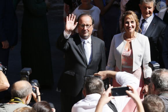 Ségolène Royal et François Hollande - Mariage de Thomas Hollande et de la journaliste Emilie Broussouloux l'église de Meyssac en Corrèze, près de Brive, ville d'Emiie. Le 8 Septembre 2018. © Patrick Bernard-Guillaume Collet / Bestimage