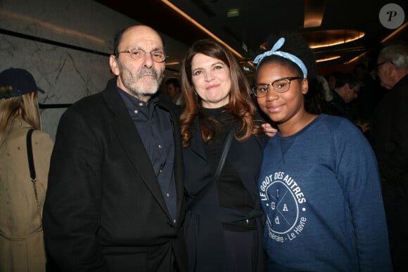 Exclusif - Jean-Pierre Bacri, Agnès Jaoui et sa fille adoptive brésilienne Lorranie que Jean-Pierre Bacri considère également comme sa fille. Agnès Jaoui a adopté aussi le frère qui se prénomme Loran - Avant-première du film "Place Publique" à Paris, France, le 16 avril 2018. © JLPPA/Bestimage 