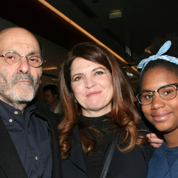 Exclusif - Jean-Pierre Bacri, Agnès Jaoui et sa fille adoptive brésilienne Lorranie que Jean-Pierre Bacri considère également comme sa fille. Agnès Jaoui a adopté aussi le frère qui se prénomme Loran - Avant-première du film "Place Publique" à Paris, France, le 16 avril 2018. © JLPPA/Bestimage 