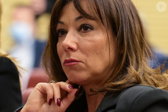 Sarah Abitbol lors de la convention Nationale de prévention des violences dans le sport à Paris, France, le 9 mars 2022. © Federico Pestellini/Panoramic/bestimage