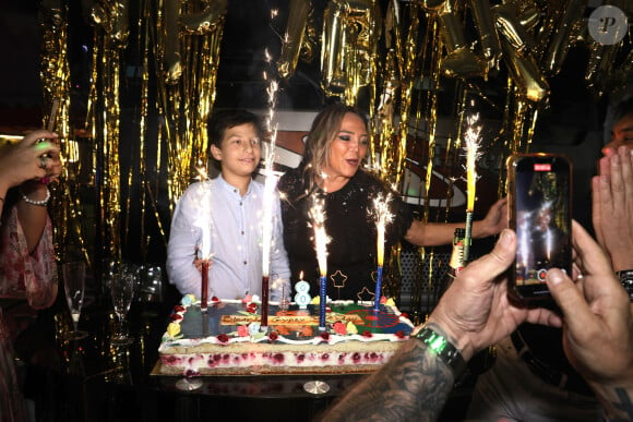 Singrid Campion avec son fils Marcel junior (anniversaire) lors de L'inauguration de la fête à NeuNeu dans le Bois de Boulogne à Paris, France, le 6 septembre 2024. © Cédric Perrin/Bestimage