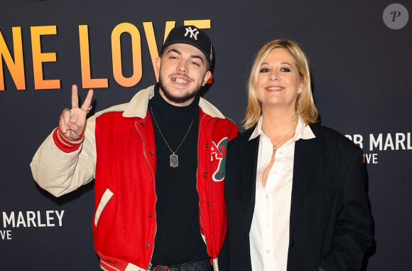 Flavie Flament et son fils Enzo Castaldi (La Zoz) - Première du film "Bob Marley One Love" au Grand Rex à Paris le 1 fevrier 2024. © Coadic Guirec/Bestimage