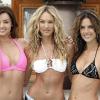 Miranda Kerr, Candice Swanepoel et Alessandra Ambrosio à l'anniversaire du catalogue maillots de bain de Victoria's Secret. Le 25 mars à Los Angeles