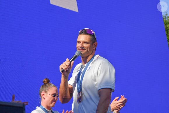 Florent Manaudou - L'équipe de France de natation acclamée au club France lors des Jeux Olympiques de Paris2024 (JO) le 5 aout 2024.