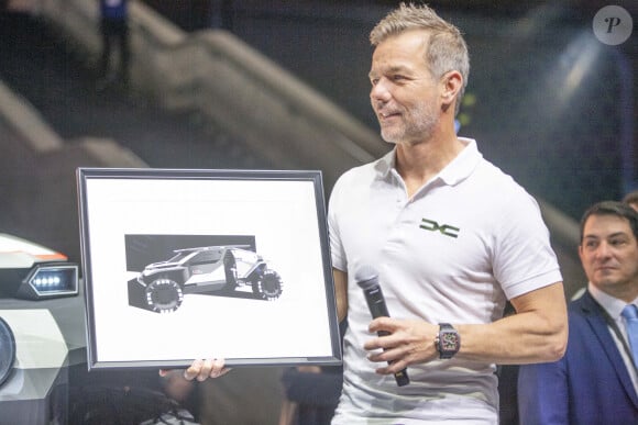 Sébastien Loeb, le jour de son 50ème anniversaire, présente la nouvelle Lamborghini Lambo V12 Vision Gran Turismo (819 chevaux) lors du "Geneva International Motor Show" à Genève, le 26 février 2024.