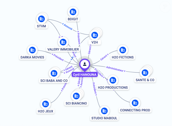 Les sociétés de Cyril Hanouna recensées sur le site Societe.com
