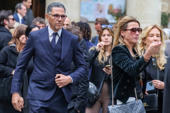 Roschdy Zem et sa compagne Sarah Poniatowski - Sorties des obsèques du prince Jean-Stanislas Poniatowski en l'Eglise polonaise à Paris, France. © Jacovides-Moreau/Bestimage