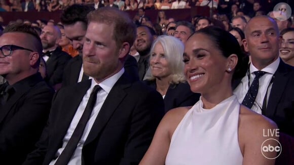 Le prince Harry, duc de Sussex et Meghan Markle, duchesse de Sussex, lors de la cérémonie des "ESPY Awards 2024" à Los Angeles, le 11 juillet 2024. 