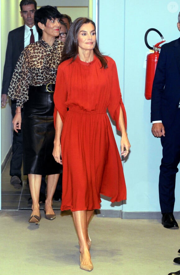 La reine Letizia d'Espagne participe à la "Rencontre annuelle de la Journée mondiale de recherche sur le cancer" à Milan, le 26 septembre 2024. © Zuma Press / Bestimage