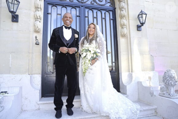 Exclusif - Francky Vincent et Aziza El Batri - Mariage de Francky Vincent et Aziza El Batri dans leur domaine de Sinceny dans l'Aisne le 28 septembre 2024. © Cédric Perrin / Bestimage 