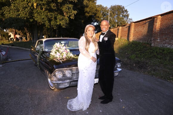 Exclusif - Francky Vincent et Aziza El Batri - Mariage de Francky Vincent et Aziza El Batri dans leur domaine de Sinceny dans l'Aisne le 28 septembre 2024. © Cédric Perrin / Bestimage 