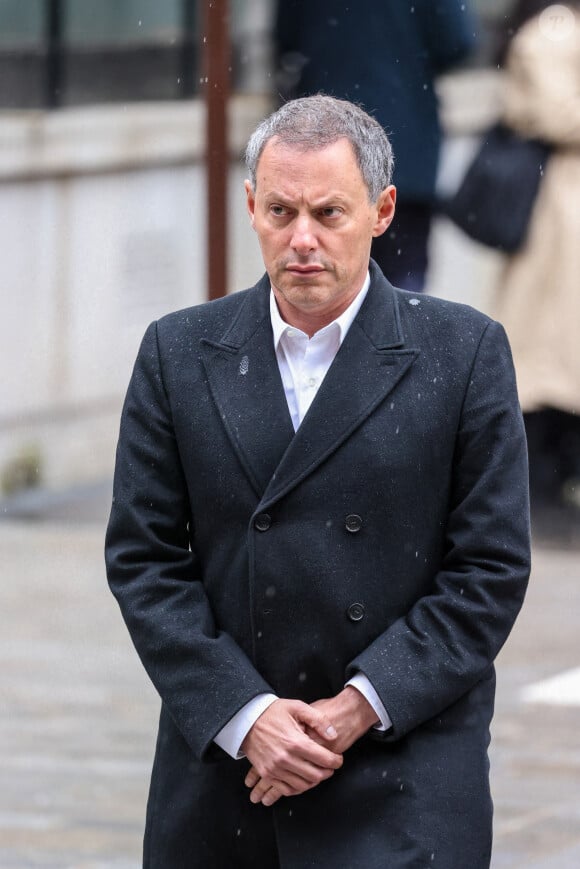 Marc-Olivier Fogiel - Obsèques de l'ancien ministre de la Culture Frédéric Mitterrand en l'Église Saint-Thomas d'Aquin à Paris. Le 26 mars 2024 © Jacovides-Moreau / Bestimage