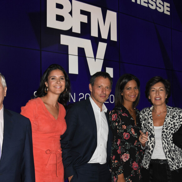 Marc-Olivier Fogiel, PDG de BFM.TV, Aurélie Casse, Ruth Elkrief, Apolline de Malherbe, Alain Duhamel, Adeline François - Conférence de presse de rentrée de BFM.TV à Paris le 5 septembre 2019. © Guirec Coadic / Bestimage