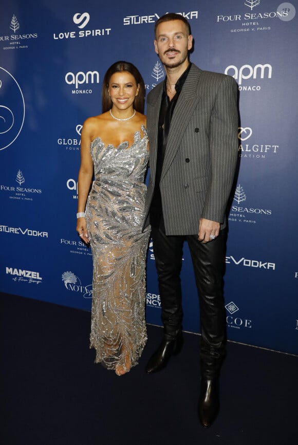 Eva Longoria et Matt Pokora (M Pokora) au photocall de la 12ème édition de la soirée Global Gift Gala à l'hôtel Four Seasons George V à Paris le 5 octobre 2024. © Marc-Ausset Lacroix / Bestimage 