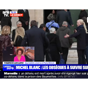 Marie-Anne Chazel a également été aperçue dans l'église
La troupe du Splendid arrive aux obsèques de Michel Blanc en l'église Sainte Eustache le 10 octobre 2024