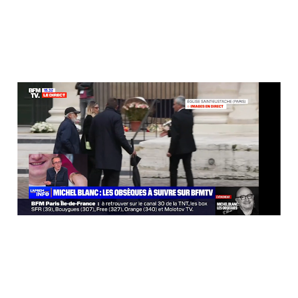 La troupe du Splendid arrive aux obsèques de Michel Blanc en l'église Sainte Eustache le 10 octobre 2024