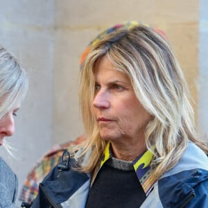 Karin Viard, Virginie Couperie-Eiffel - Sortie des Obsèques de Michel Blanc en l'église Saint-Eustache à Paris, le 10 octobre 2024. © Moreau / Jacovides / Bestimage