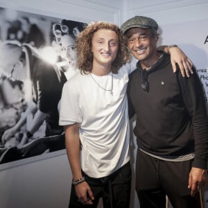 Exclusif - Joalukas Noah et son père Yannick Noah - Isabelle Camus a organisé pour son ami photographe Antoine Verglas, le vernissage de l'exposition éphémère de ses photographies à la Galerie La Hune en partenariat avec YellowKorner le 4 juillet 2023. © Jack Tribeca/Bestimage