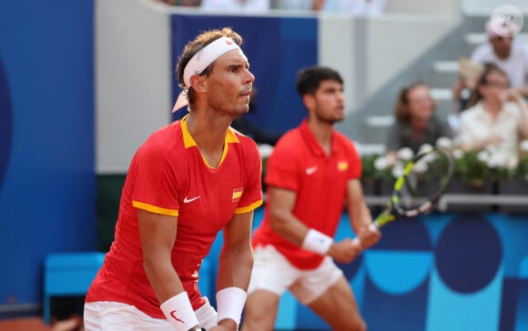 Rafael Nadal et Carlos Alcaraz Rafael Nadal et Carlos Alcaraz battent T. Griekspoor et W. Koolhof dans le tournoi olympique de tennis lors des Jeux Olympiques de Paris2024 (JO) à Paris le 30 Juillet 2024 © Jacovides - Perusseau / Bestimage